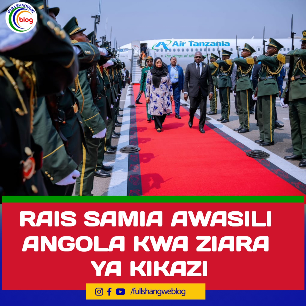 RAIS SAMIA AWASILI ANGOLA KWA ZIARA YA KIKAZI