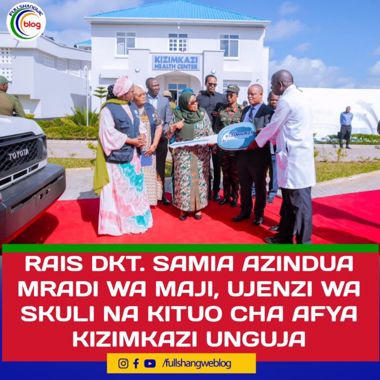 RAIS DKT. SAMIA AZINDUA MRADI WA MAJI, UJENZI WA SKULI NA KITUO CHA AFYA KIZIMKAZI UNGUJA