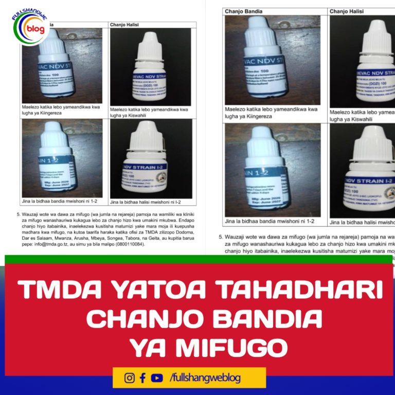 TMDA YATOA TAHADHARI CHANJO BANDIA YA MIFUGO